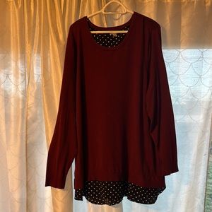Croft & Barrow Burgundy and Black Crew Neck Sweater